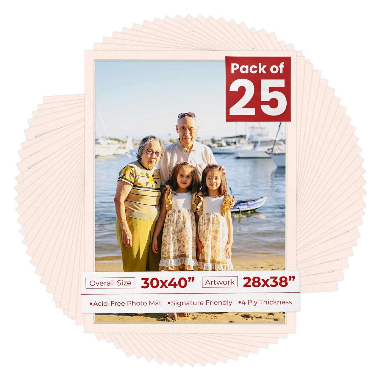 Oyster Bay Beige Mat Board for 30x40 Frames - Fits 28x38 Photos